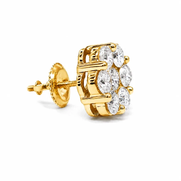 Flower Stud Earrings 14k   4.00ctw