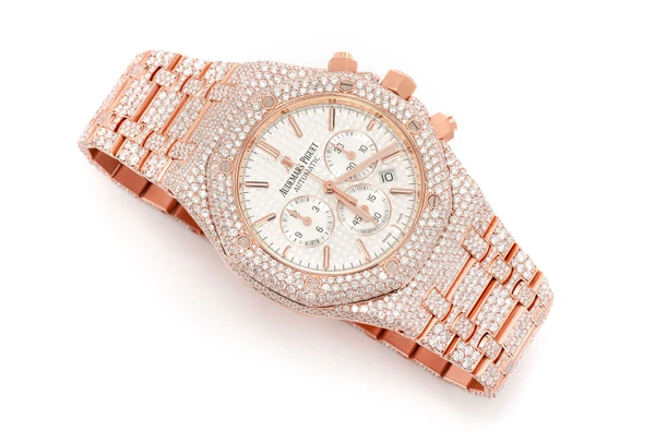 Audemars Piguet Royal Oak 18k Rose Gold - 21.75ctw Fully Iced Out