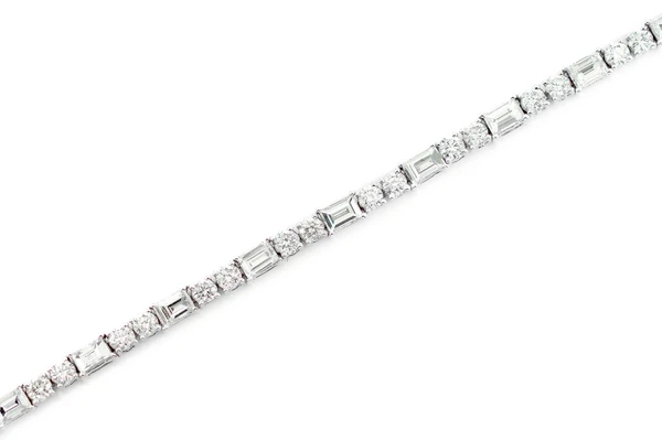 Baguette And Round Diamond Tennis Bracelet 14k Solid Gold 3.50ctw