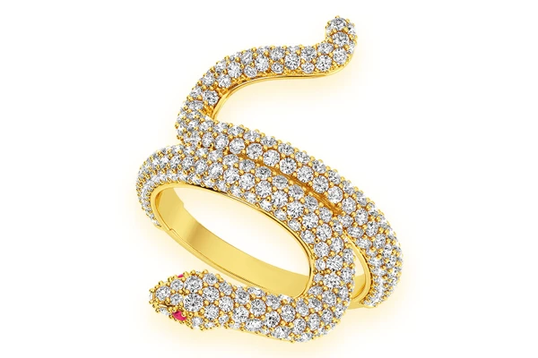 Snake Diamond Ring 14k Solid Gold 2.15ctw