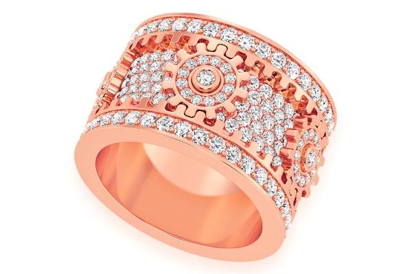 Super Fidget Gear Diamond Ring 14k Solid Gold 5.50ctw