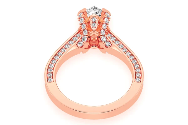 Chant - 1.50ct Pear Solitaire - Deluxe One Row Scallop - Diamond Engagement Ring - All Natural