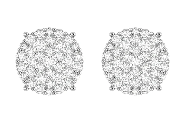 Diamond Disc Cluster Stud Earrings 14k Solid Gold 1.00ctw