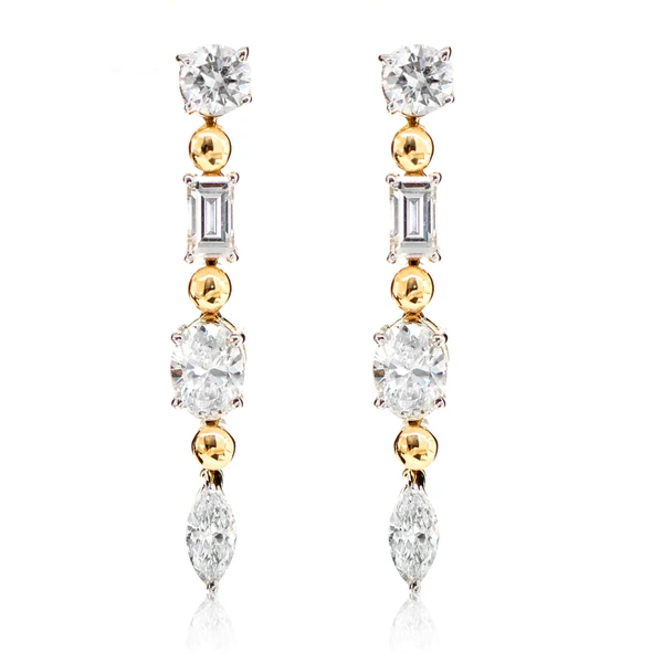 Eclectic Cuts Diamond Dangling Earrings 14k Solid Gold 0.90ctw