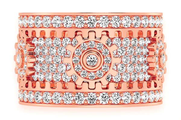 Super Fidget Gear Diamond Ring 14k Solid Gold 5.50ctw