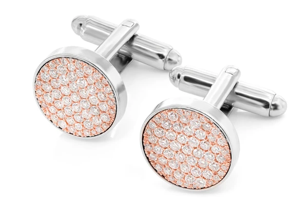 Round Diamond Cuff Links 14k Solid Gold 1.50ctw