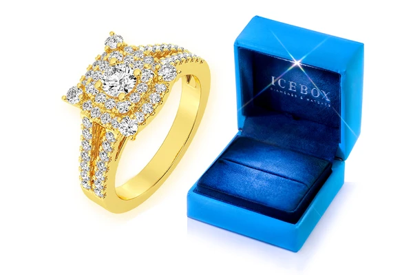 1.00ctw Round & Kite Halo - Diamond Engagement Ring - All Natural