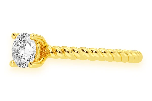 0.75ct Round Solitaire - Twist Band - Diamond Engagement Ring - All Natural
