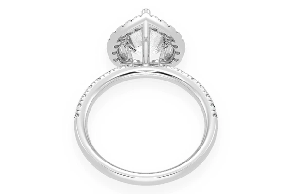 Thav - 2.00ct Pear Solitaire - Scallop Halo One Row - Diamond Engagement Ring - All Natural