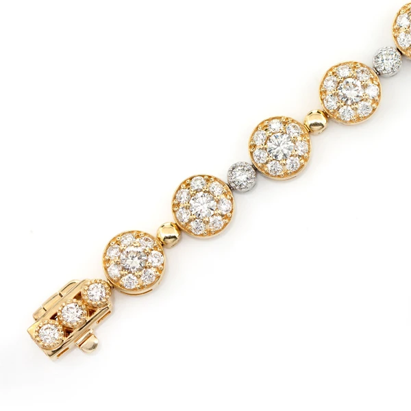 Beaded Cluster Link Diamond Bracelet 14k Solid Gold 3.45ctw