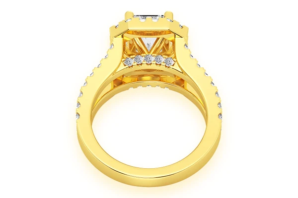 Sphinx - 2.00ct Emerald Cut Solitaire - Split Shank Halo - Diamond Engagement Ring - All Natural