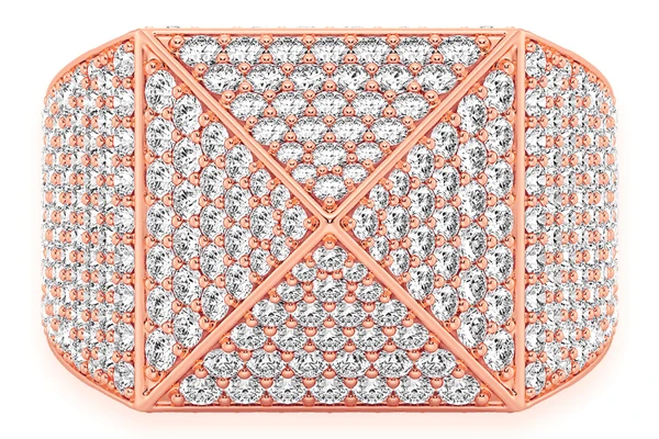 Pyramid Signet Diamond Ring 14k Solid Gold 3.00ctw