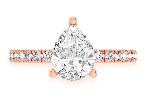 Thinn - 1.50ct Pear Solitaire -one Row Under Halo - Diamond Engagement Ring - All Natural
