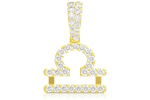 Libra Zodiac Diamond Pendant 14k Solid Gold 0.75ctw