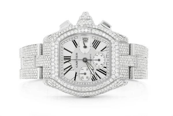 Cartier Chronograph 41MM Steel - Fully Iced Out 24.50ctw