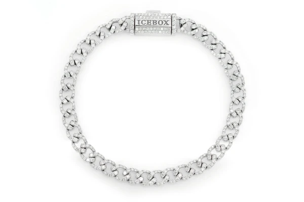 6MM Diamond Curb Link Bracelet 14k Solid Gold 4ctw