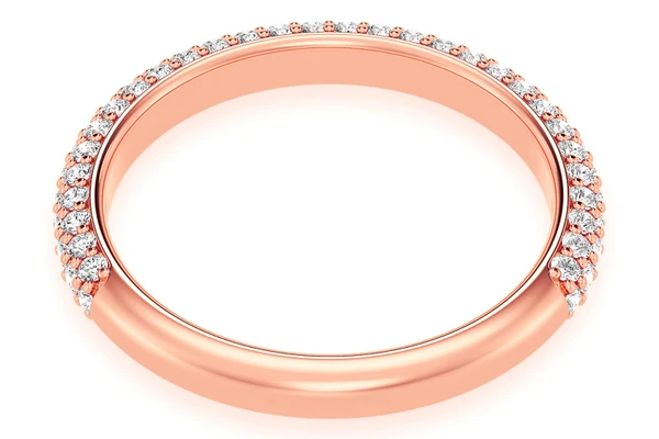 3 Row Diamond Band 14k Solid Gold 0.50ctw