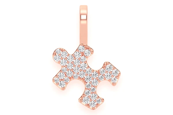 Puzzle Piece Diamond Pendant 14k Solid Gold 0.25ctw