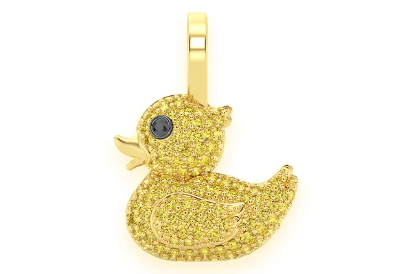 Rubber Ducky Yellow Diamond Pendant 14k Solid Gold 0.40ctw