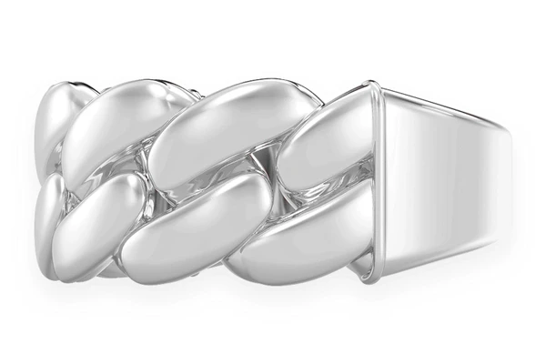 Wide Miami Cuban Band Ring 14k Solid Gold