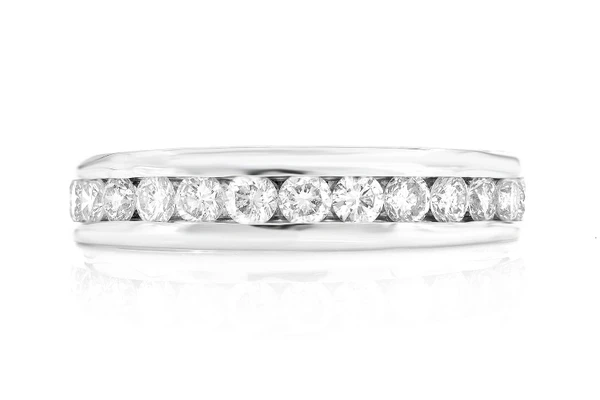 One Row Channel Diamond Band 14k Solid Gold 1.00ctw