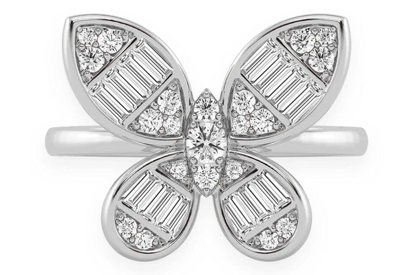 Butterfly Diamond Ring 14k Solid Gold 0.70ctw