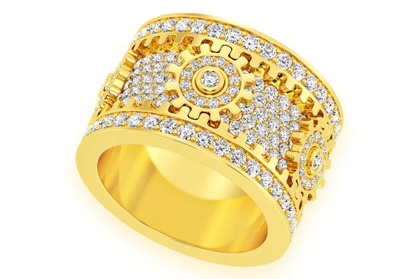 Super Fidget Gear Diamond Ring 14k Solid Gold 5.50ctw