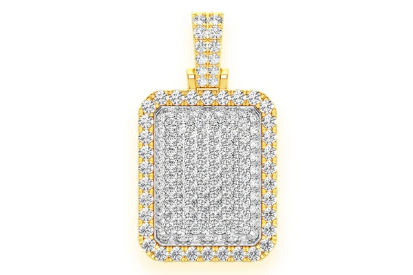 Pillow Double Layer Diamond Pendant 14k Solid Gold 3.00ctw