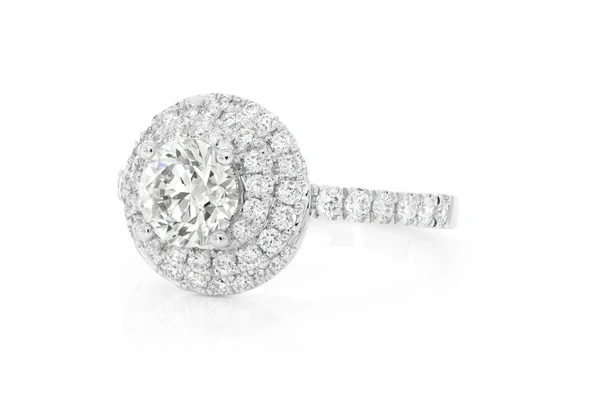 1.00ct Round Solitaire - Double Twist Halo -diamond Engagement Ring - All Natural