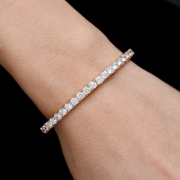 22pt Prong Set Diamond Flex Bangle Bracelet 14k Solid Gold 5.00ctw