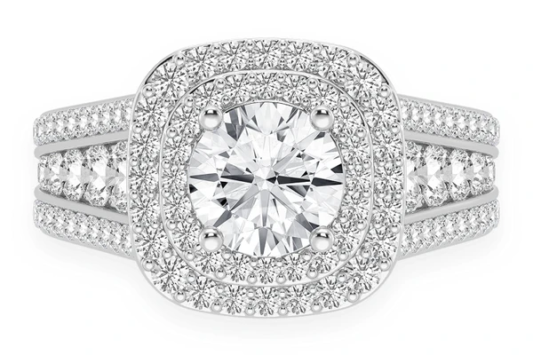 1.00ct Round Solitaire - Double Halo - Diamond Engagement Ring - All Natural