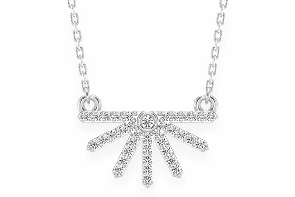 Half Geometric Sun Pendant Pendant 14k Yellow Gold 0.14ctw