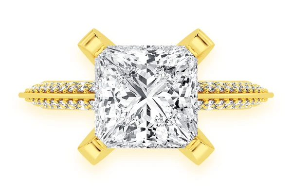 Kifey - 3.00ct Princess Solitaire - Knife Edge - Diamond Engagement Ring - All Natural Vs Diamonds
