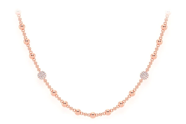 Diamond Bead Rosary Chain 14k Solid Gold 2.75ctw