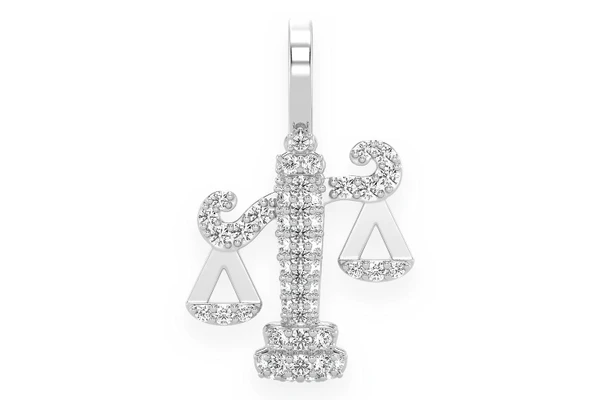 Balance Scale Diamond Pendant 14k Solid Gold 0.30ctw