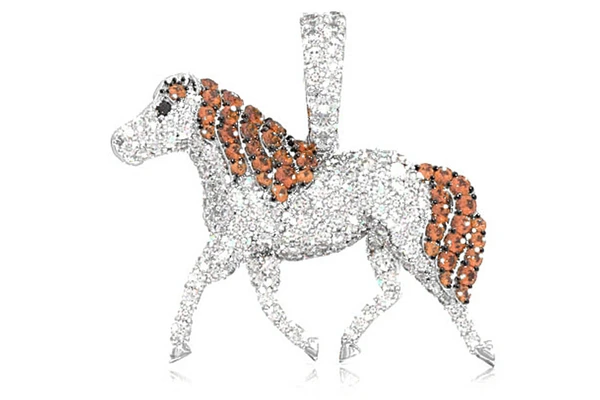Horse Diamond Pendant 14k Solid Gold 0.90ctw