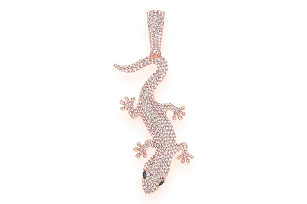 Lizard Diamond Pendant 14k Solid Gold 4.20ctw