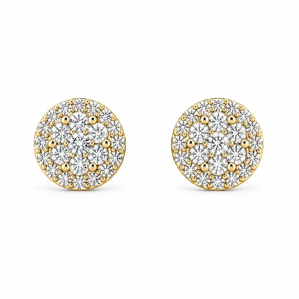 Halo Flower Stud Earrings 14k   1.00ctw