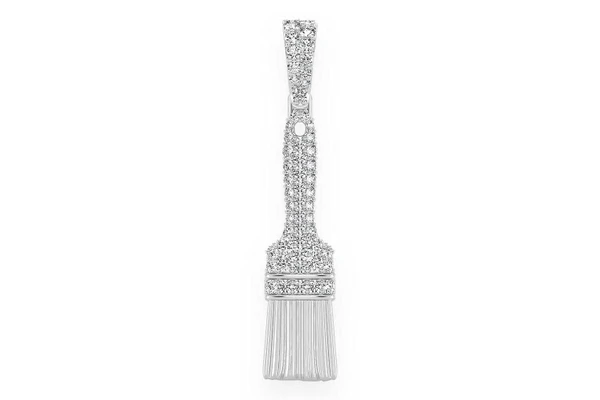 Paint Brush Diamond Pendant 14k Solid Gold 0.65ctw