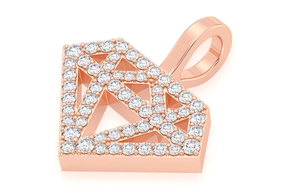 Diamond Silhouette Pendant 14k Solid Gold 0.35ctw