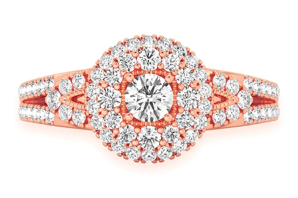 0.75ctw - Round Two Tier Halo - Diamond Engagement Ring - All Natural