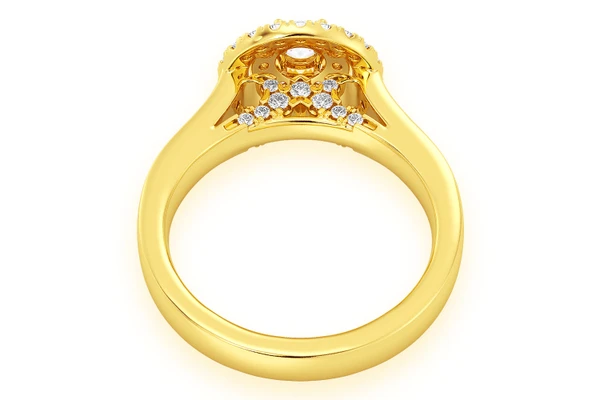 0.75ctw Round Double Halo - Diamond Engagement Ring - All Natural