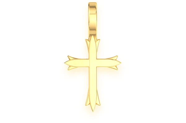 Triple Point Cross 14k Solid Gold