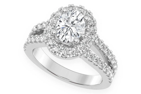 Sphinx - 1.00ct Oval Solitaire - Halo Split Shank - Diamond Engagement Ring - All Natural Vs Diamonds
