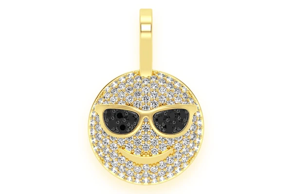 Sunglasses Emoji Diamond Pendant 14k Solid Gold 0.64ctw
