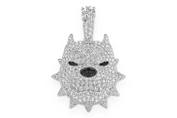 Pitbull Spiked Collar Diamond Pendant 14k Solid Gold 1.25ctw