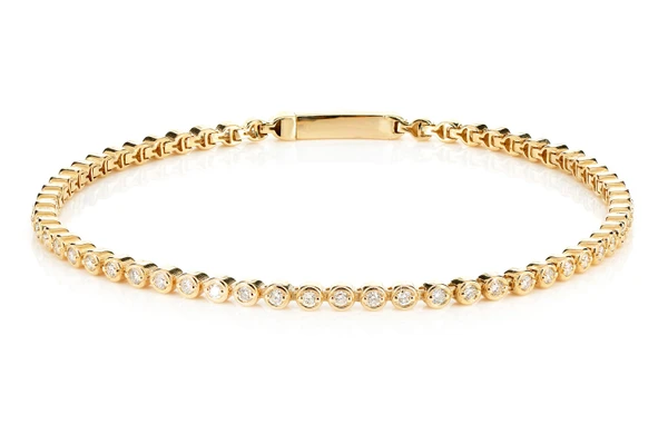 Extended Diamond Bezel Link Bracelet 14k Solid Gold 0.80ctw