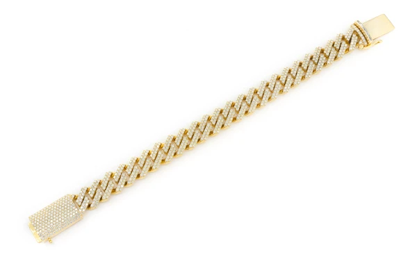 14MM Raised Miami Cuban Diamond Bracelet 14k Solid Gold 11.25ctw