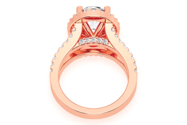 3.00ct Oval Solitaire - Two Row Split - Diamond Engagement Ring - All Natural Vs Diamonds
