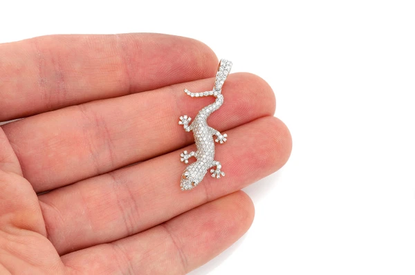Lizard Diamond Pendant 14k Solid Gold 1.00ctw